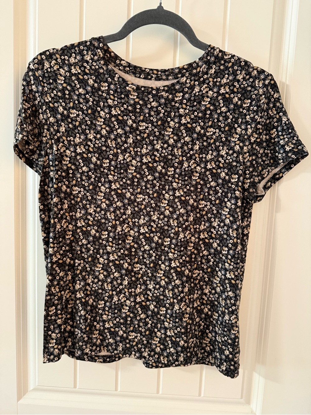 Essentials Black Short Sleeve Floral Tee